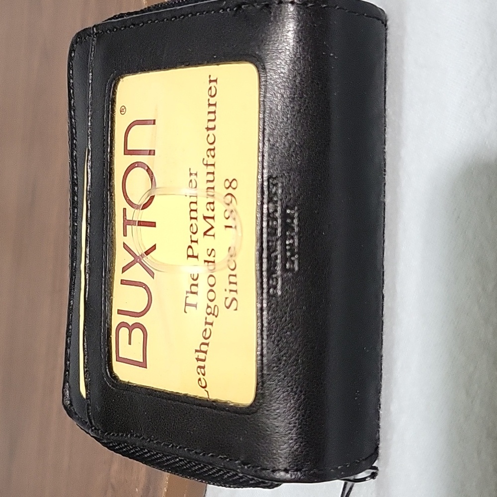 Buxton Black Leather Card Wallet Mint Condition - Picture 5 of 6